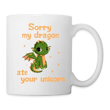 Désolé mon dragon a mangé ta licorne - Mug blanc - blanc - Droite