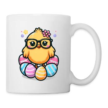 Nerd Pâques Mignon poussin de Pâques avec des lunettes - Mug blanc - blanc - Droite