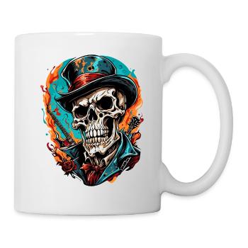 Skull / Totenkopf / Skelett / Gothic / Tattoo - Tasse - Weiß - Rechts