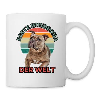 BESTE HUNDEOMA Bulldogge Hund Hunde Old English - Tasse - Weiß - Rechts