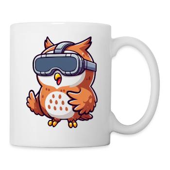 Süße Comic Eule mit VR Brille Virtuelle Realität - Tasse - Weiß - Rechts