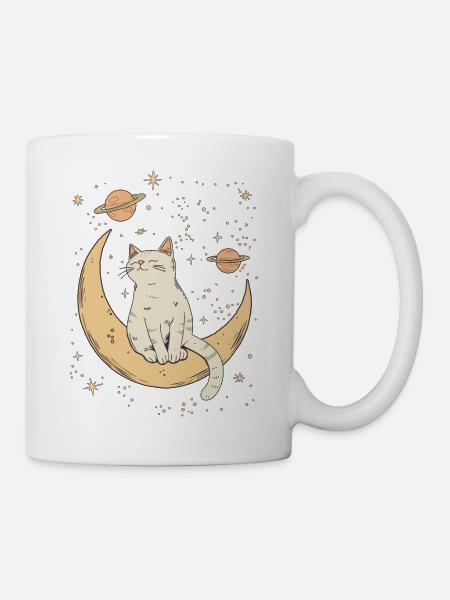 Moon Cat - Tasse - Weiß