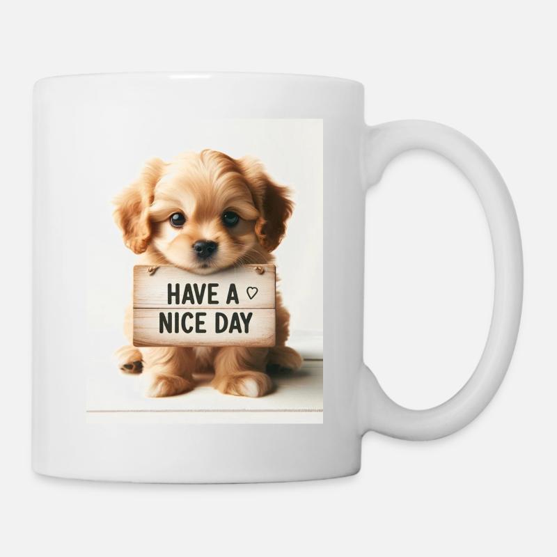 Süßer Welpe wünscht dir einen tollen Tag - Tasse - Weiß
