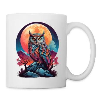 MOONLIT MYSTIQUE: A COLORFUL OWL’S NIGHTTIME VIGIL - Mug - white - Right