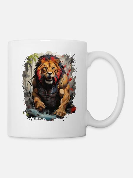 Radiant Majesty: The Lion Artist of the Forest - Mug - white