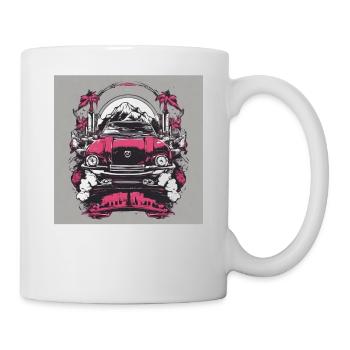 Pinkes Auto - Tasse - Weiß - Rechts