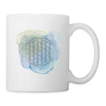 Lebensblume blauglitzernd - Tasse - Weiß - Rechts