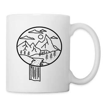 Landschaft mit Bergen,Wolken und Sonne - Tasse - Weiß - Rechts