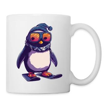 Pinguin Skifahrer Skiurlaub Wintersport Design - Tasse - Weiß - Rechts