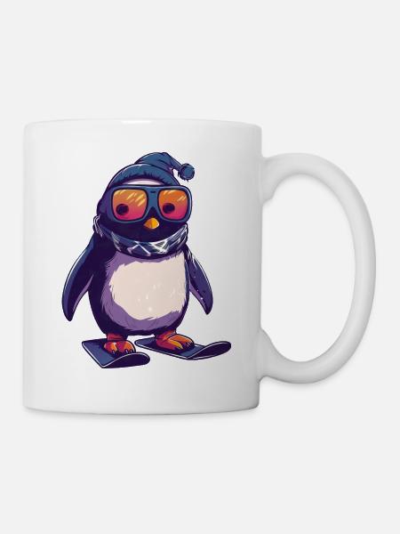 Pinguin Skifahrer Skiurlaub Wintersport Design - Tasse - Weiß