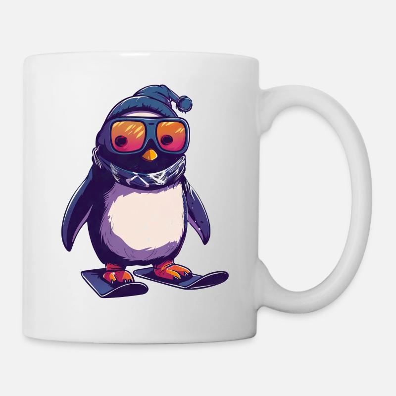 Pinguin Skifahrer Skiurlaub Wintersport Design - Tasse - Weiß