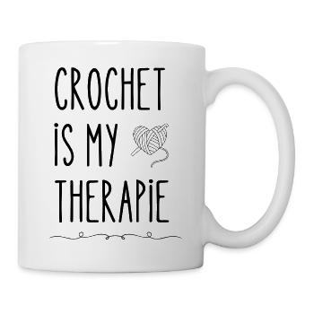 Crochet is my therapie - Häkeln ist meine Therapie - Tasse - Weiß - Rechts