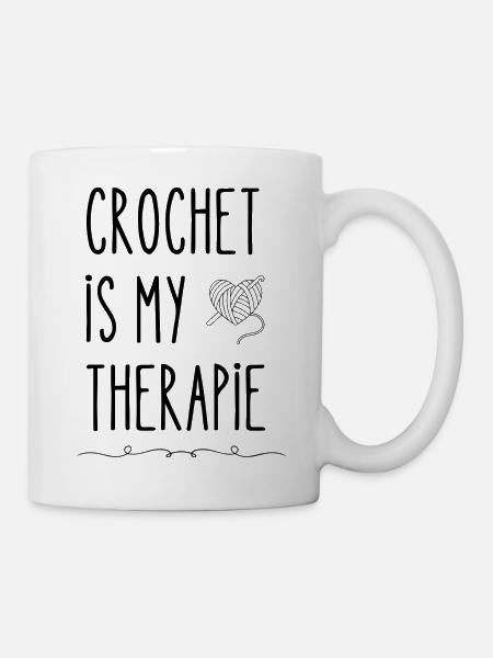 Crochet is my therapie - Häkeln ist meine Therapie - Tasse - Weiß