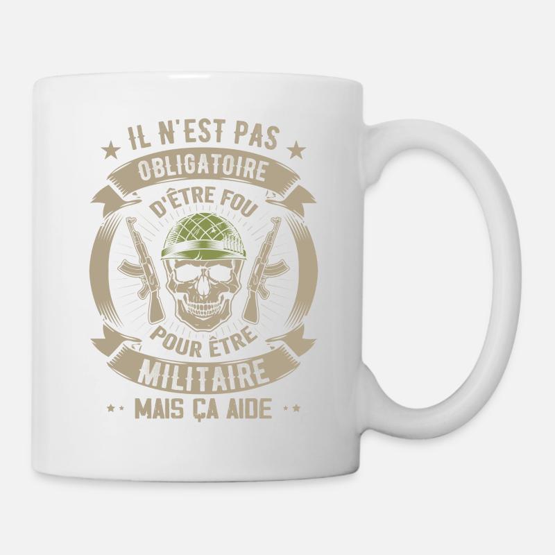 Fou et Militaire | Humour Militaire Cadeau - Mug blanc - blanc