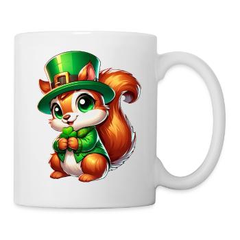 St. Patrick's Day Süßes Eichhörnchen Comic Design - Tasse - Weiß - Rechts