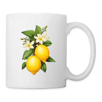 Zitronen mit Blüte - Tasse - Weiß - Rechts