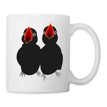 S’il vous plaît, nourrissez-vous Deux oiseaux noirs ont faim ! - Mug blanc - blanc - Droite