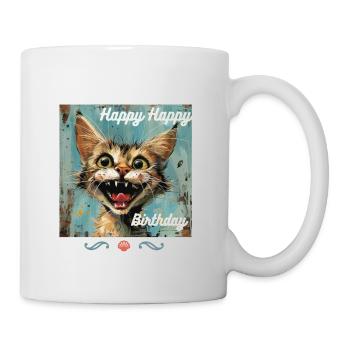 Crazy Cat Happy Birthday Chaotic Cat Trend - Mug - white - Right