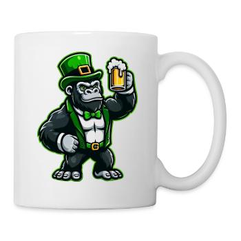 St. Patrick's Gorilla & Bier Cartoon - Tasse - Weiß - Rechts