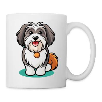 Cheerful Tibetan Terrier Portrait Artwork Print - Mug - white - Right