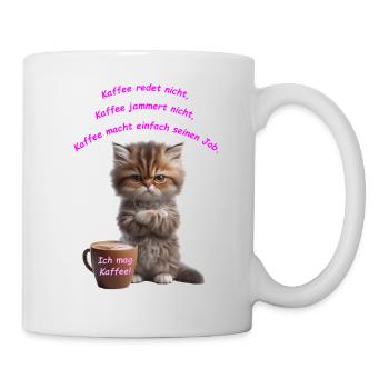 Cat Coffee ich mag kaffee - Tasse - Weiß - Rechts