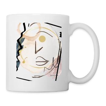Design moderne avec visage abstrait, fond d’aquarelle, - Mug blanc - blanc - Droite
