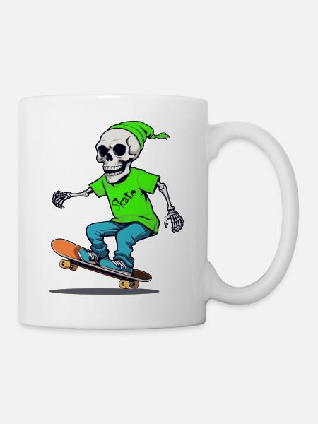 Skate Skeleton Skating Skateboard - Mug - white