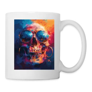 The Skull with Sunglasses - Skull, Totenkopf - Tasse - Weiß - Rechts