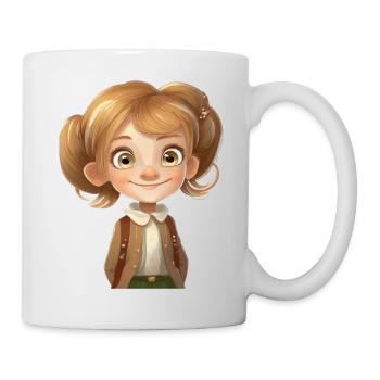 Illustration d’une écolière timide - Mug blanc - blanc - Droite