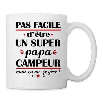 Pas facile super papa campeur, fête des pères - Mug blanc - blanc - Droite