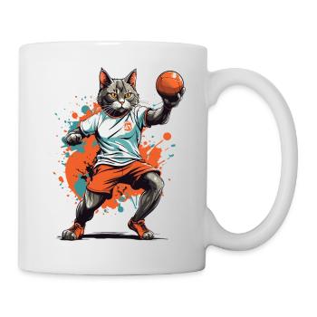 Handball Cat Ball Sports Streetwear Style - Mug - white - Right