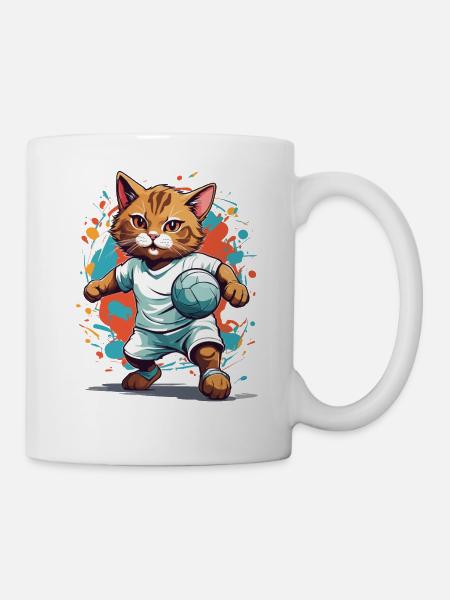 Handball Katze Streetwear Aesthetic - Tasse - Weiß