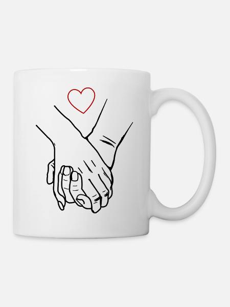 hände herzen - Tasse - Weiß