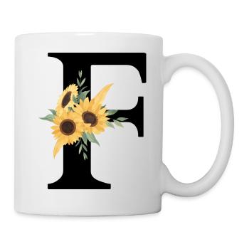 Lettre f floral tournesol - Mug blanc - blanc - Droite