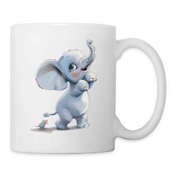 Little funny elephant with mouse - Mug - white - Right