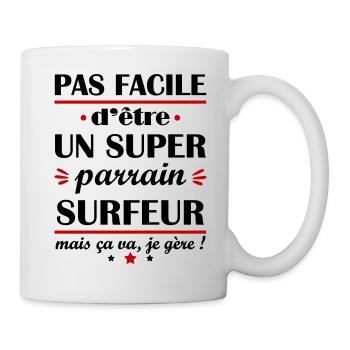 Pas facile super parrain surfeur, surf,idée cadeau - Mug blanc - blanc - Droite