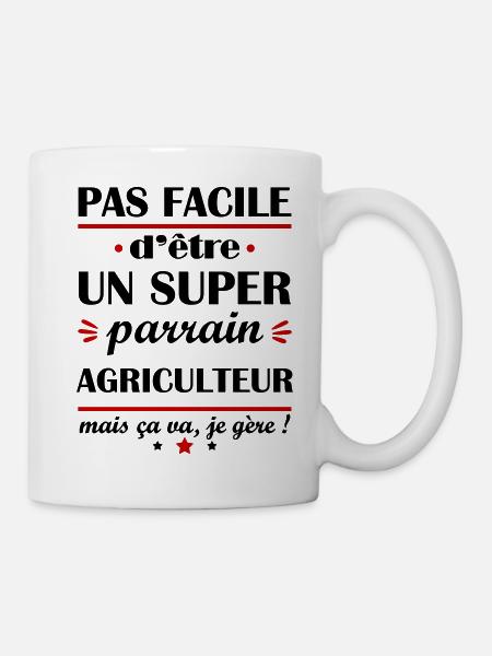 Pas facile super parrain agriculteur, agriculture - Mug blanc - blanc