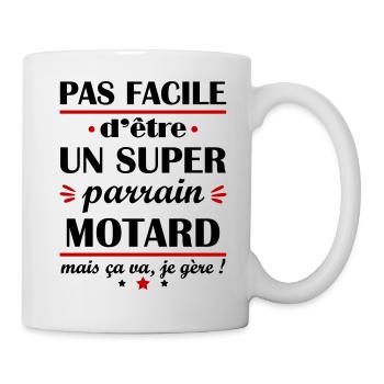 Pas facile super parrain motard, cadeau moto - Mug blanc - blanc - Droite