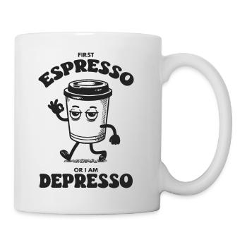 First Espresso Or I'm Depresso - Comic Art Retro - Mug - white - Right