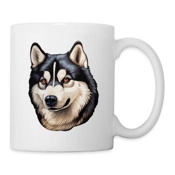 Siberian Husky Kopf - Tasse - Weiß - Rechts
