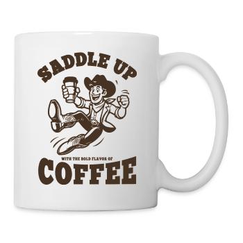 Cowboy avec du café - horodé à imprimé rétro cool - Mug blanc - blanc - Droite