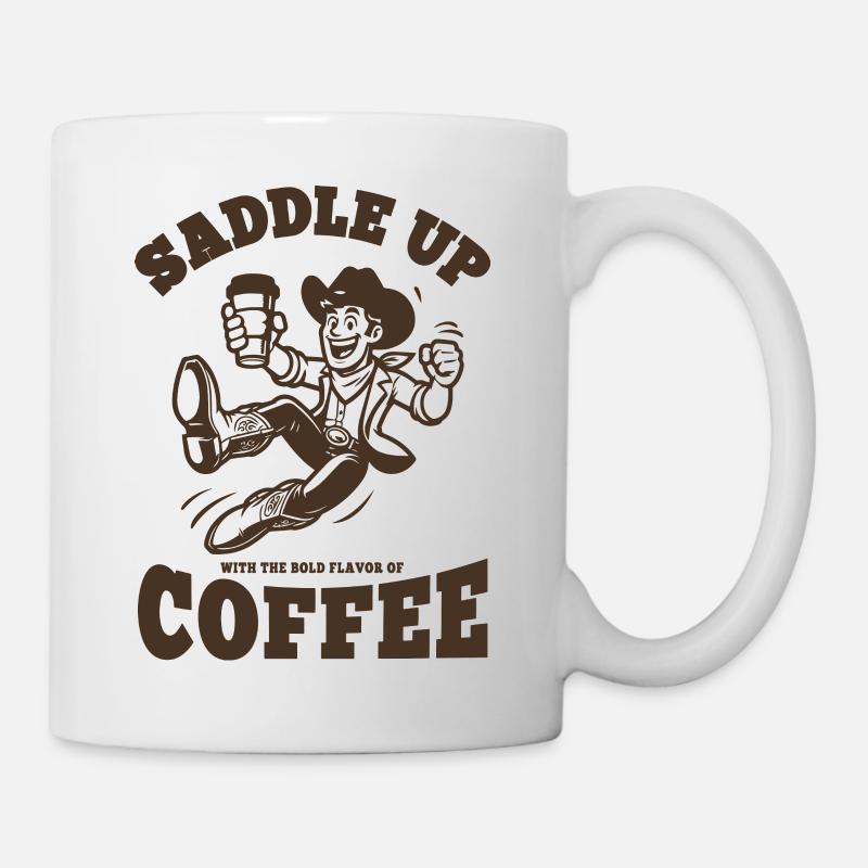 Cowboy mit Kaffee - howdy cool retro print rodeo - Tasse - Weiß