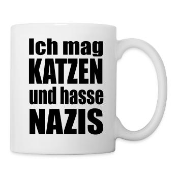 mag Katzen hasse Nazis - Tasse - Weiß - Rechts