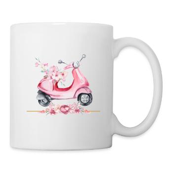 Pinkes Motorrad - Tasse - Weiß - Rechts