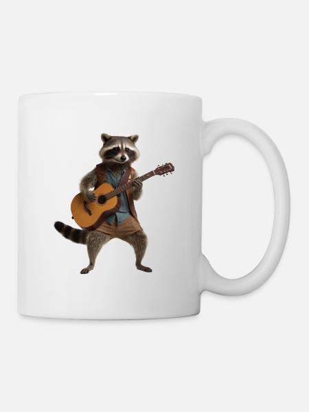 Raccoon Guitar - Mug - white