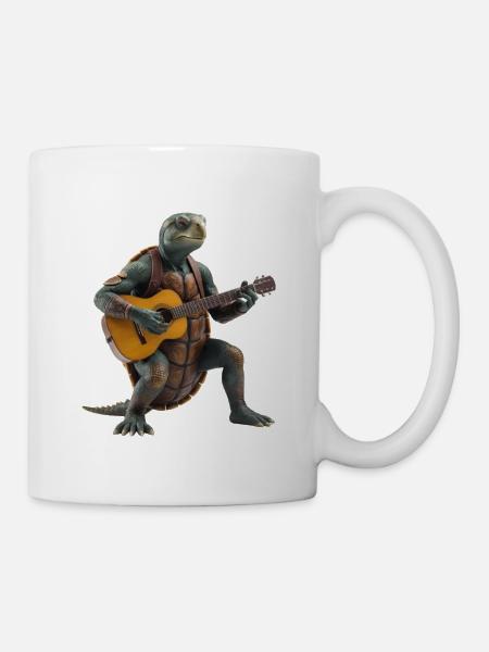 tortue guitare - Mug blanc - blanc