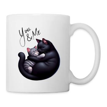 Du und ich schwarze und graue Katze graue Version - Tasse - Weiß - Rechts