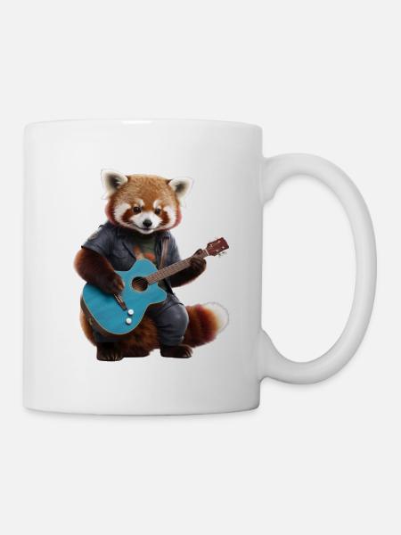 Panda roux guitare - Mug blanc - blanc