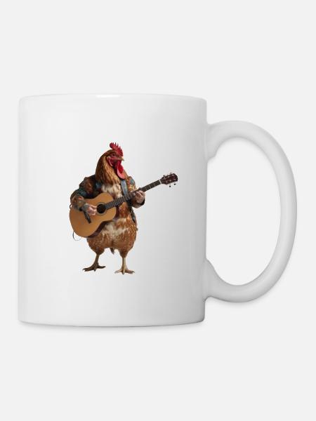 Rooster Hen Gitarre - Tasse - Weiß