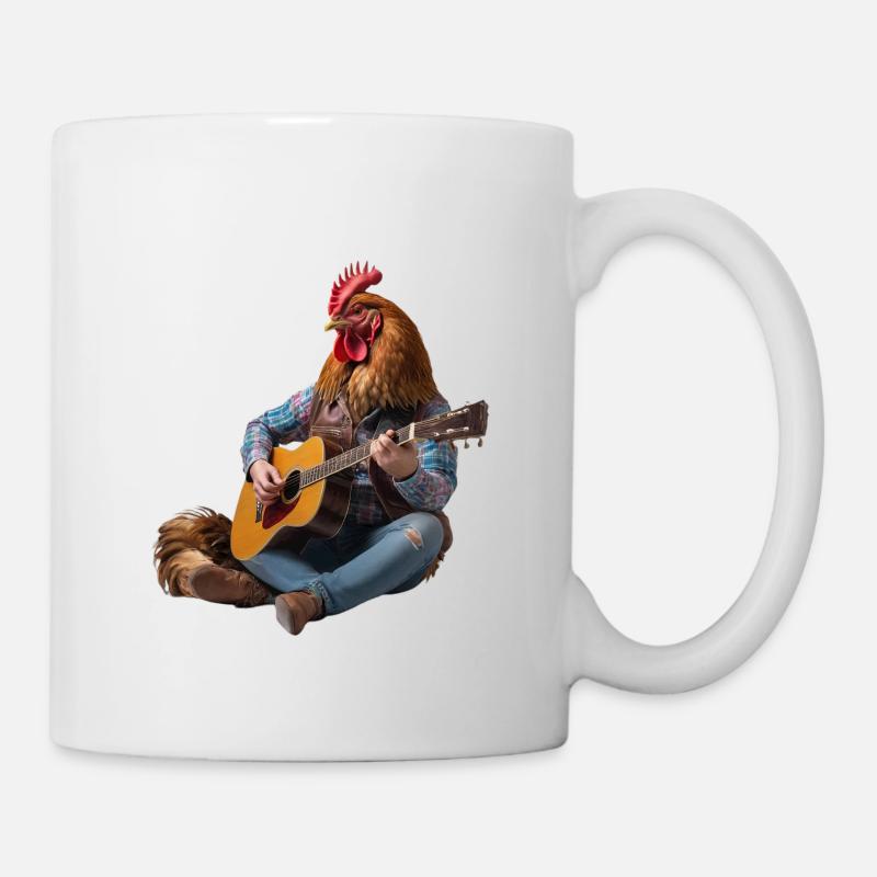 Rooster Hen Gitarre - Tasse - Weiß